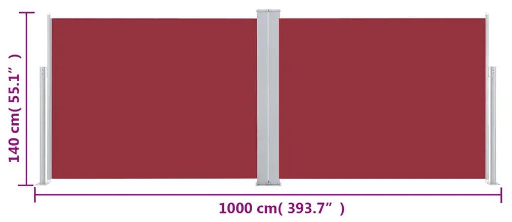 Copertina laterala retractabila, rosu, 140 x 1000 cm Rosu, 140 x 1000 cm