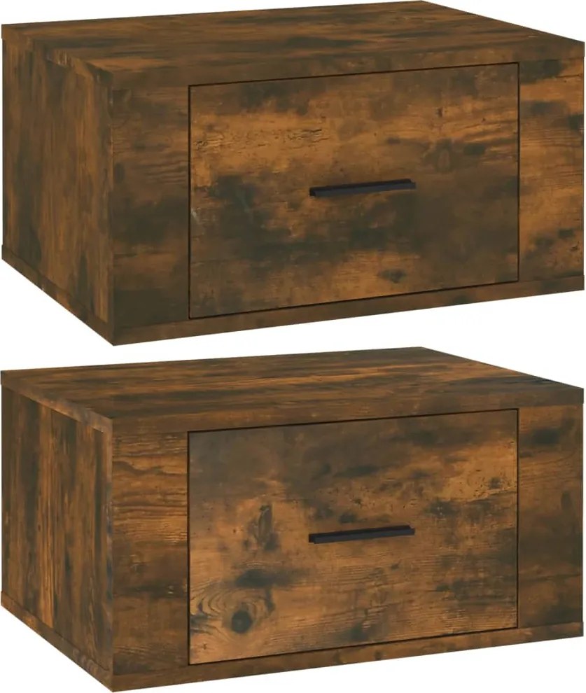 vidaXL Noptiere de perete, 2 buc., stejar fumuriu, 50x36x25 cm