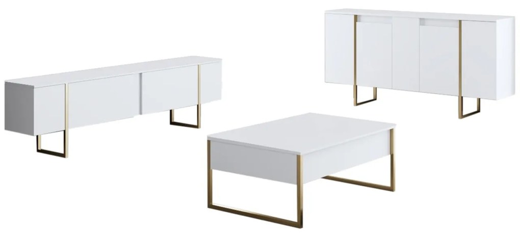 Set mobila sufragerie Luxe Alb 160x35x80 cm