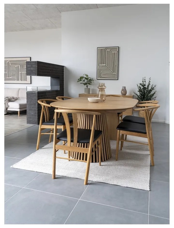 Masă de dining rotundă extensibilă cu blat cu aspect de lemn de stejar ø 120 cm Osaka – House Nordic