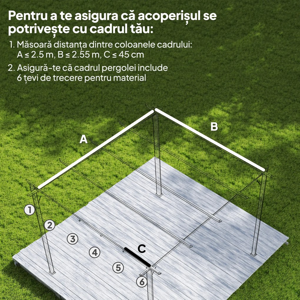 Outsunny Tettuccio di Ricambio per Gazebo 3x3 m con 10 Fori di Drenaggio Grigio | Aosom Romania