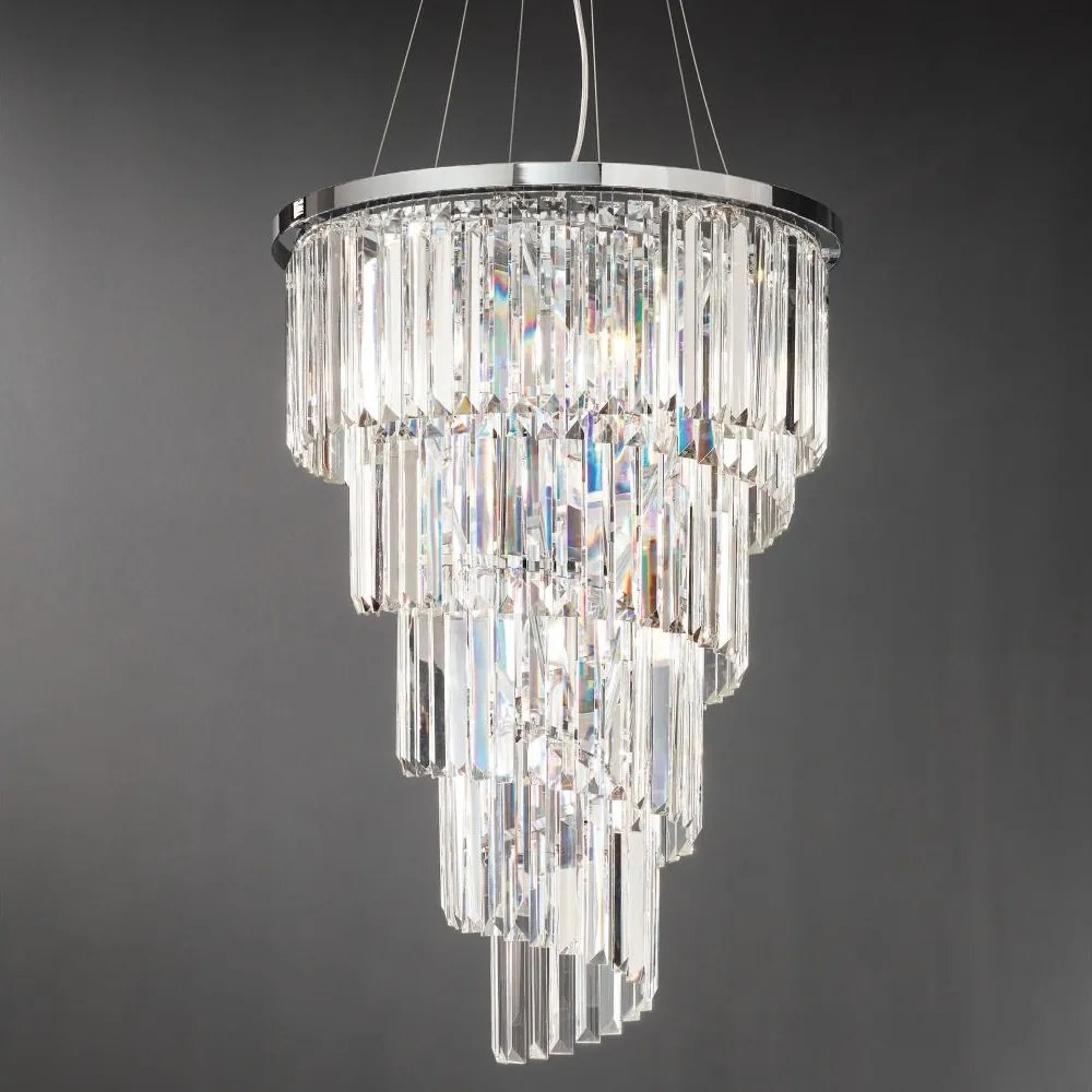 Ondaluce - Lustru din cristal suspendat pe cablu ALEXANDER 7xE14/10W/230V crom lucios