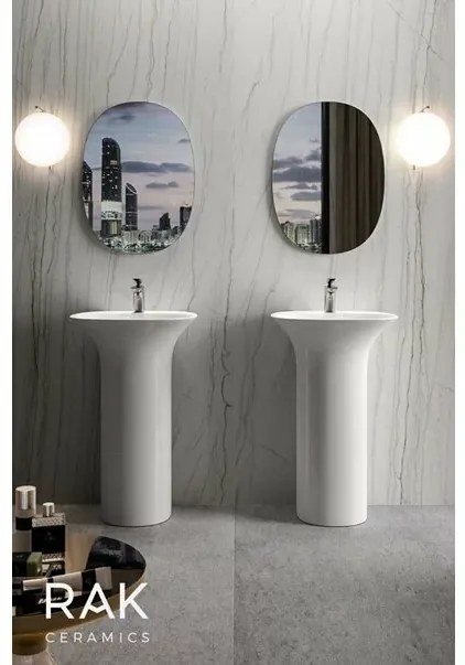 Lavoar pe pardoseala Rak Sensation cu orificiu baterie 55x46 cm