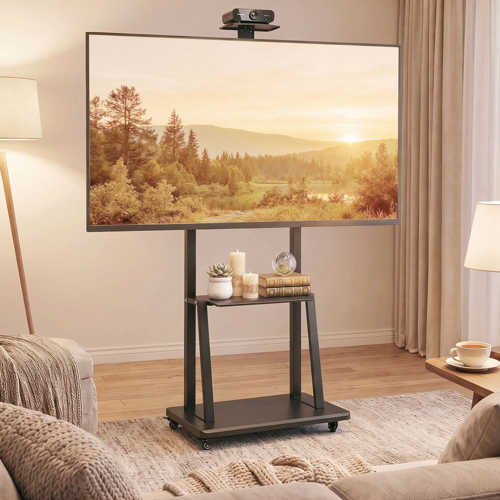 HOMCOM Suport Mobil pentru Televizor de 32-75 Inci, VESA Maxim 400x600, Negru | Aosom Romania