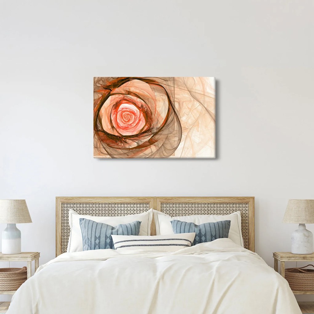 Tablou - Abstract trandafir roz cu fundal alb (90x60 cm)