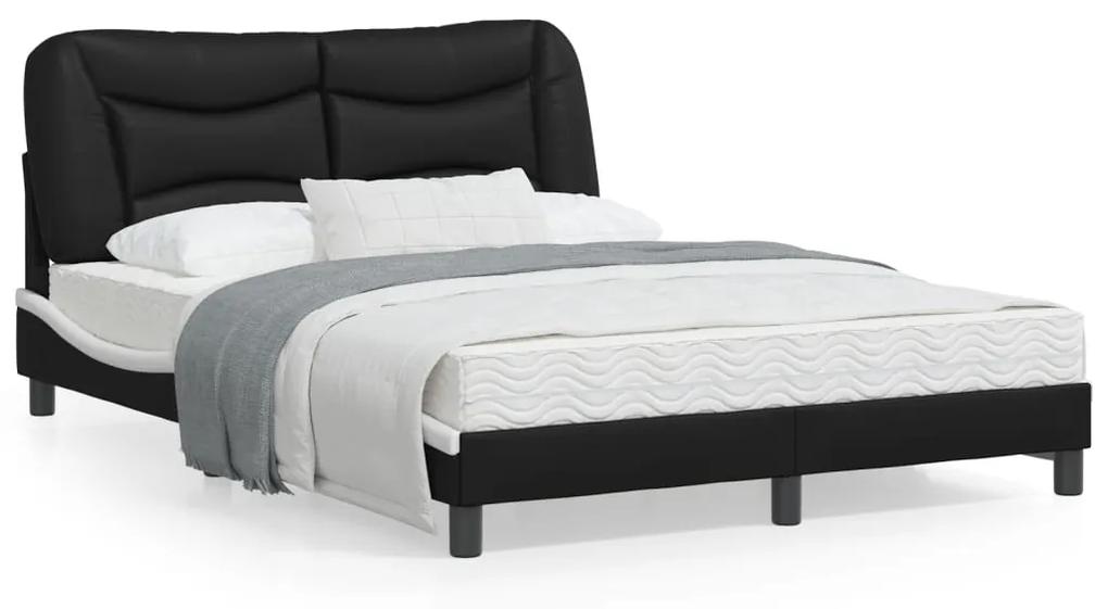 3213925 vidaXL Cadru de pat cu LED, negru și alb, 120x200 cm, piele ecologică