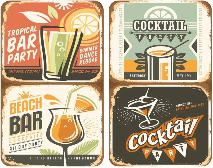 Set 2 suporturi din sticlă pentru protecția aragazului Wenko Cocktail, 52 x 30 cm