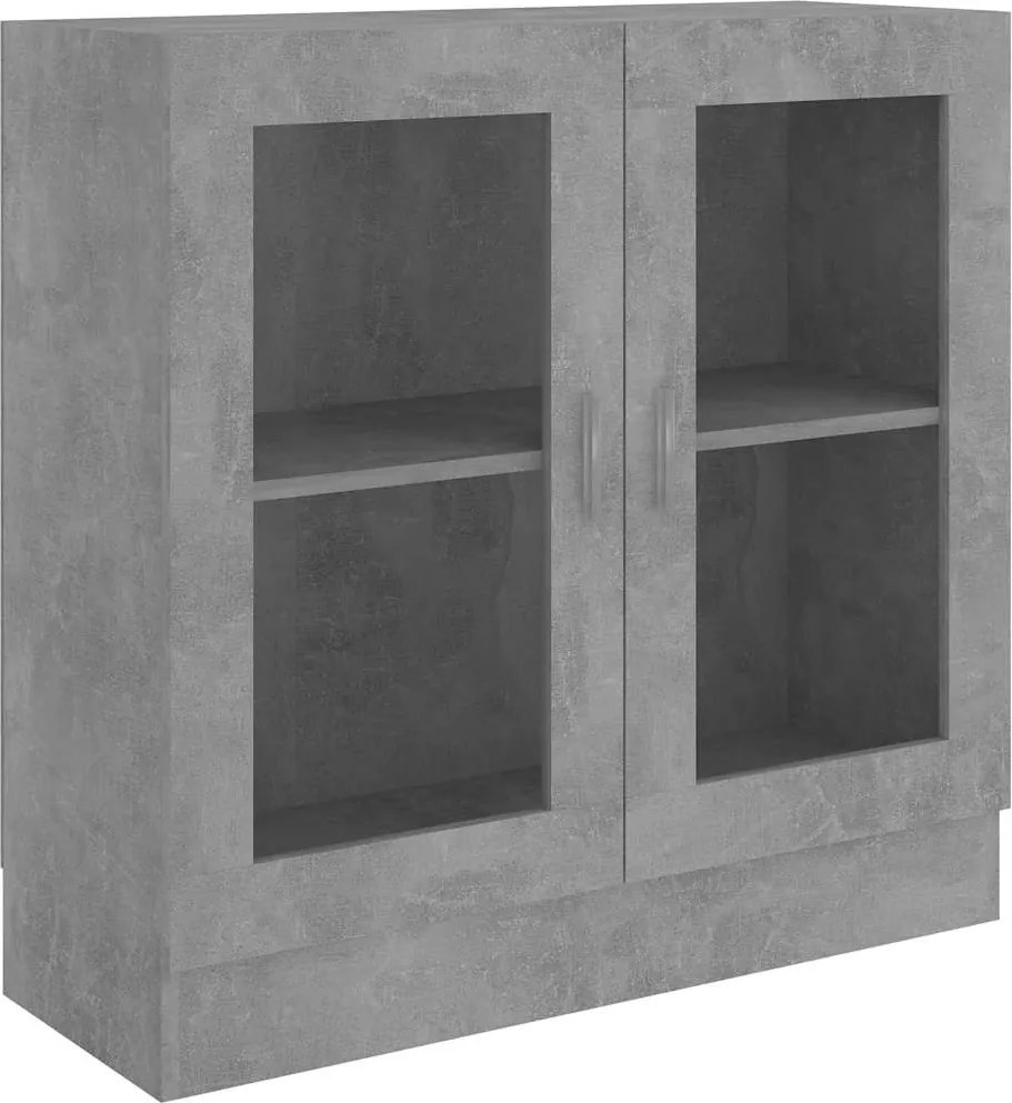 vidaXL Dulap cu vitrină, gri beton, 82,5x30,5x80 cm, lemn prelucrat