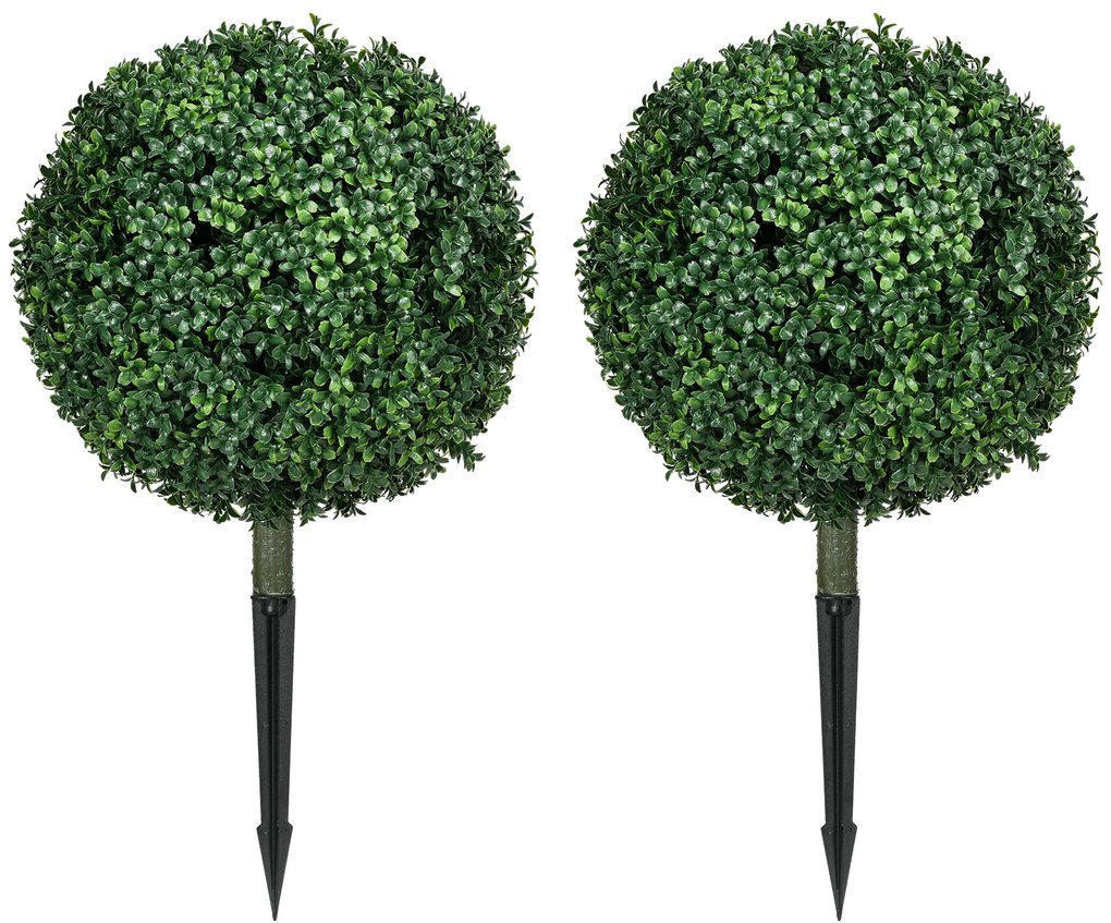 HOMCOM Buxus artificial set de 2, realist, rezistent la intemperii, ușor de întreținut, 70 cm | Aosom Romania