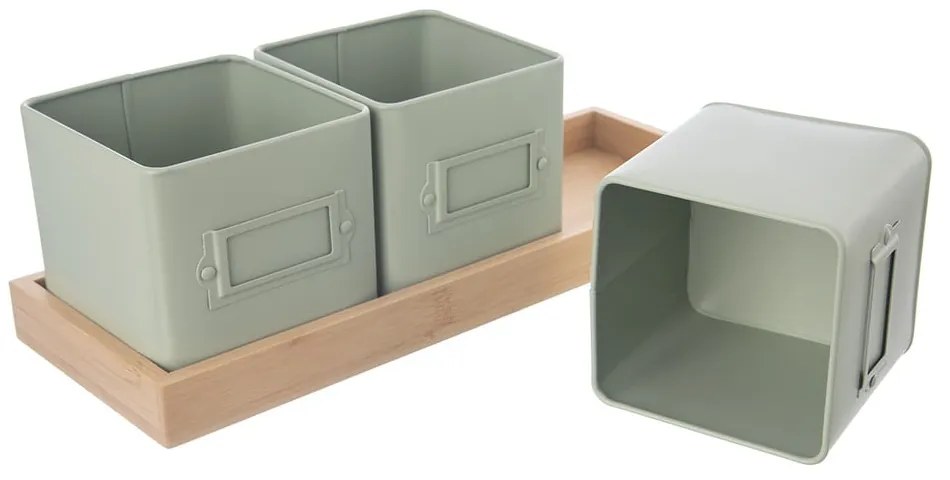 Ghivece 3 buc. din metal pentru ierburi aromatice Greenish – Orion