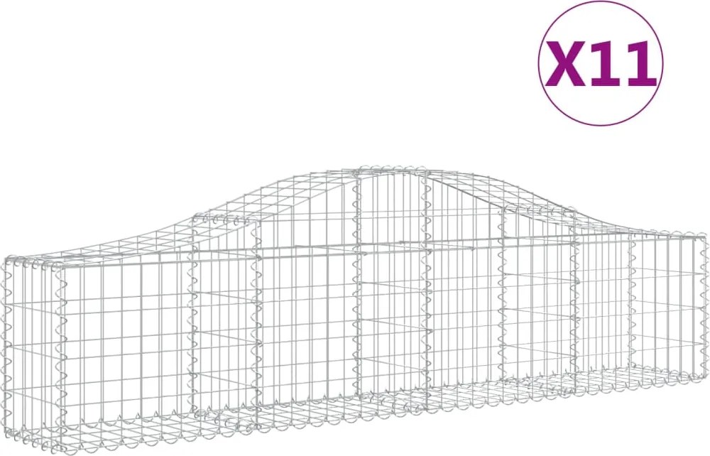 vidaXL Coșuri gabion arcuite 11 buc, 200x30x40/60 cm, fier galvanizat