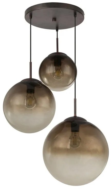 Lustra cu 3 pendule design modern Varus maro, chihlimbar