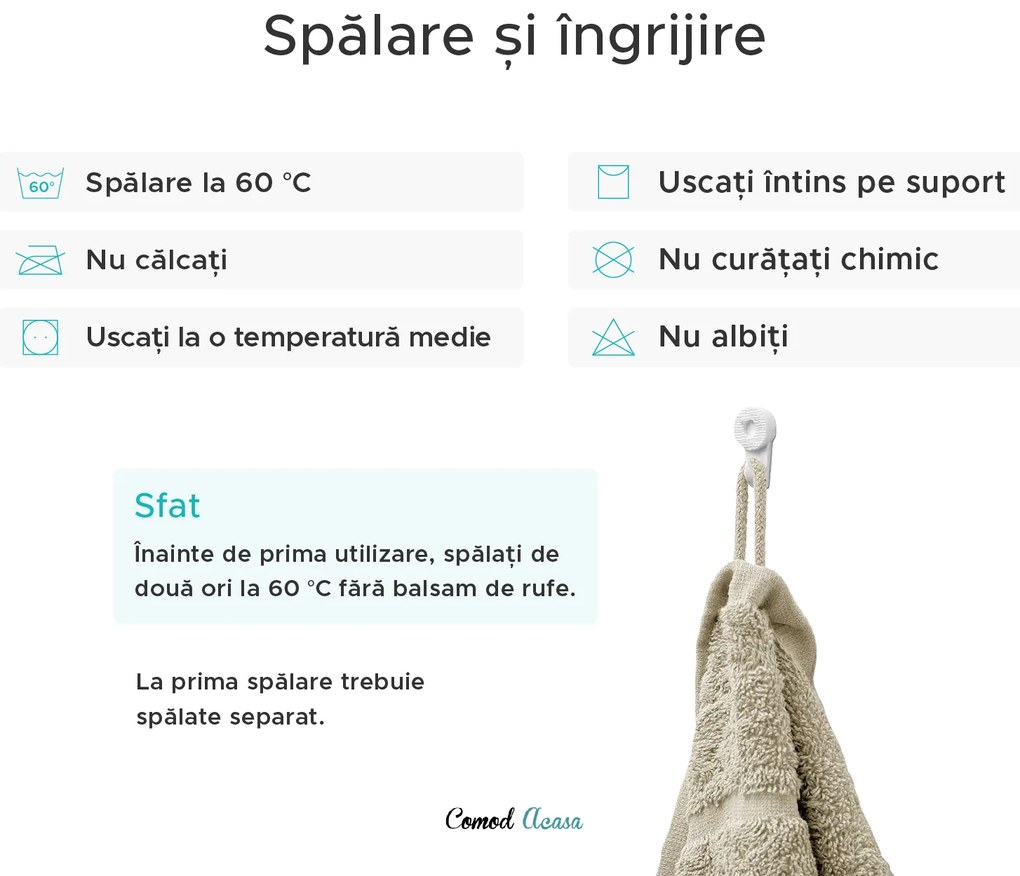 Prosop Comfort Maxi 100x200 cm crem, 100% bumbac