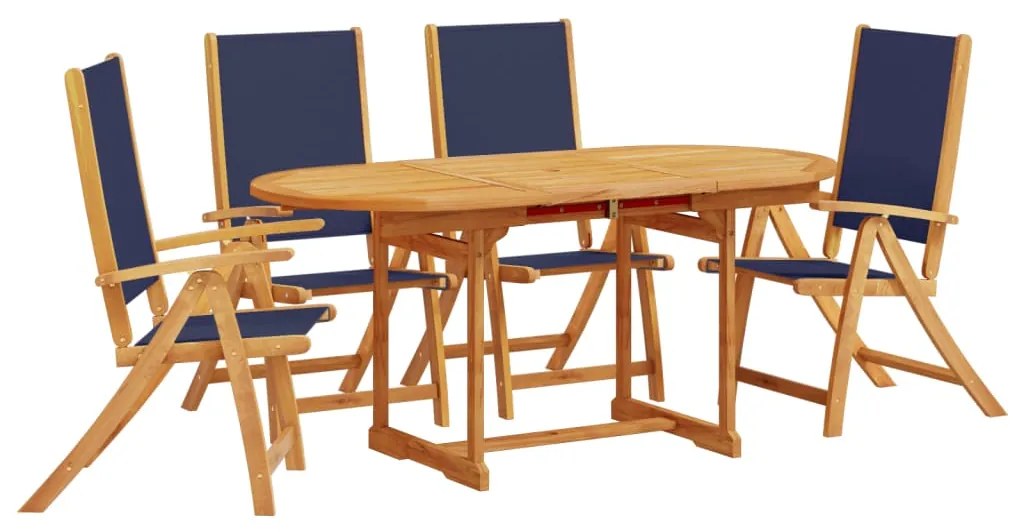 3279308 vidaXL Set mobilier de grădină, 5 piese, lemn masiv acacia/textilenă