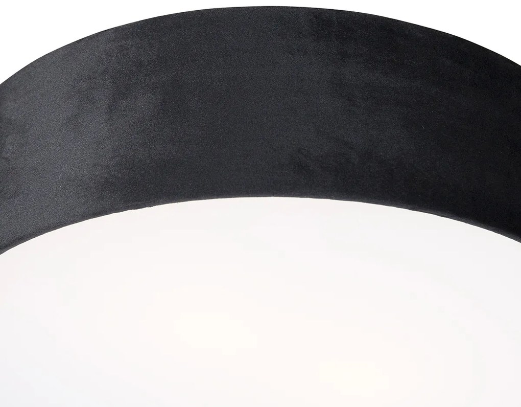 Plafoniera moderna neagra 40 cm cu interior auriu - Drum