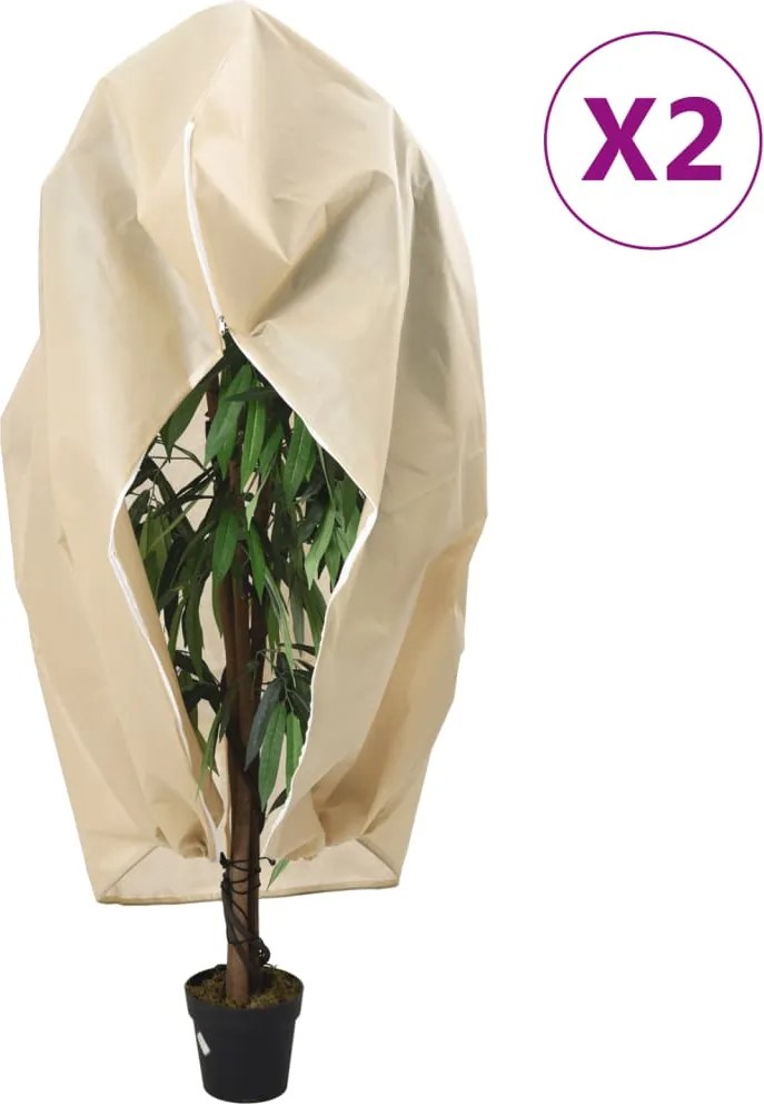 vidaXL Protecție de fleece plante cu fermoar 2 buc 70 g/m² 1,2x1,8 m