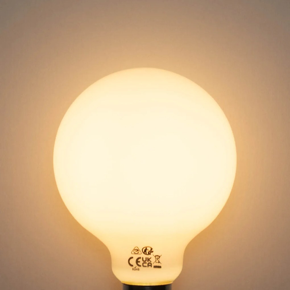 Set 5 becuri Bec LED E27 reglabil opalin G95 5W 450lm 2200K