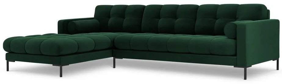 Colțar tapițat Bali, Verde/5 locuri/picioare negre/partea stângă/ L293 x l185 x h75