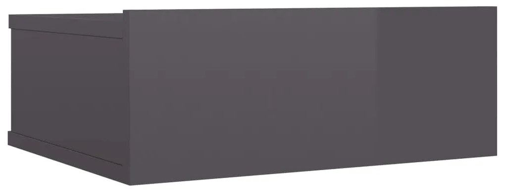 800322 vidaXL Noptieră suspendată, gri extralucios, 40x30x15 cm, PAL