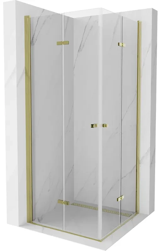 Mexen Lima Duo cabină de duș pliabilă 80 x 80 cm, transparent, Aurie - 856-080-080-50-00-02