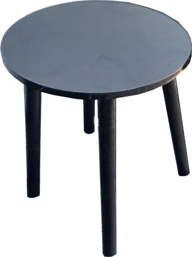 Masuta cafea rotunda HouseXL® Black Coffee Table, Din MDF, Diametru 35 cm, Pentru living si terasa, Inaltime 36 cm, Negru