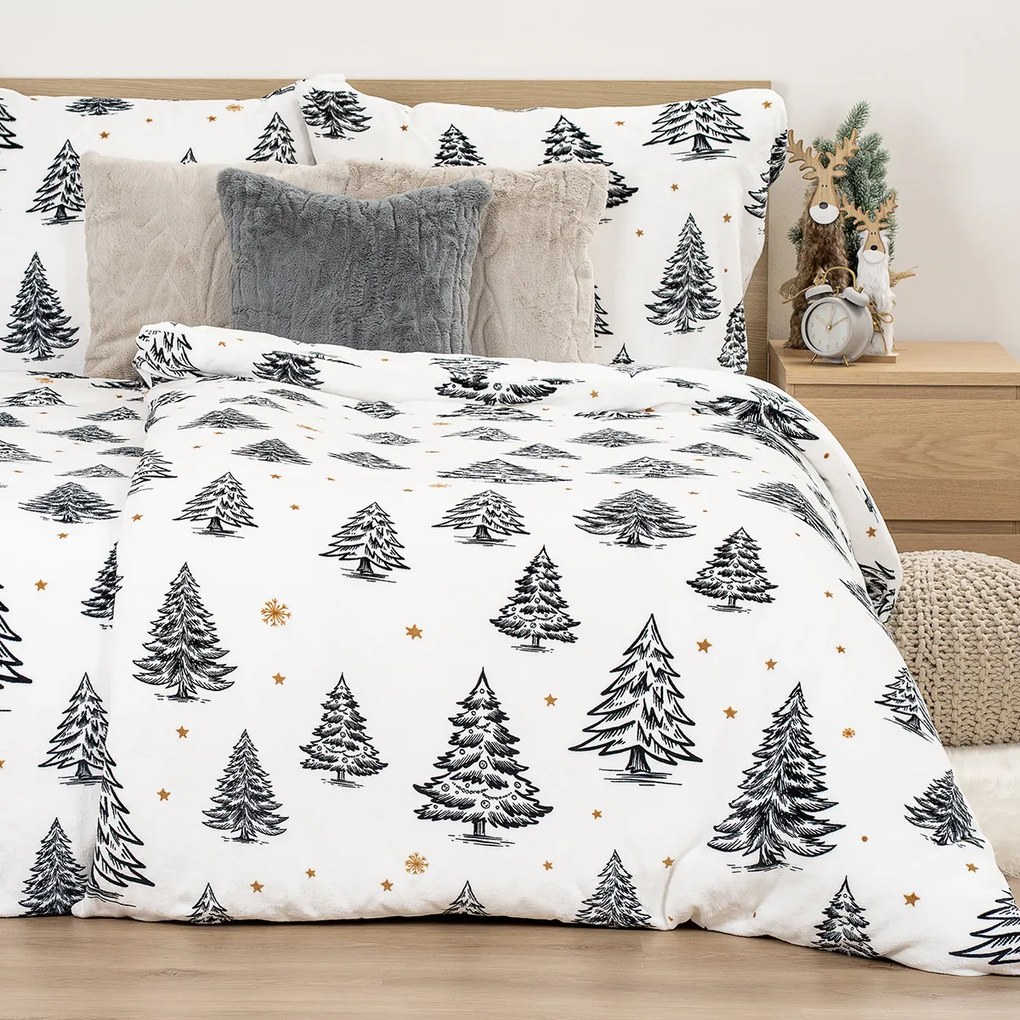 Lenjerie de pat din microflanel 4Home FrostedTrees, 140 x 220 cm, 70 x 90 cm, 140 x 220 cm, 70 x 90 cm