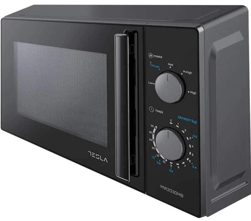 Cuptor cu microunde Tesla MW2030MB, 700 W, 20 L, 5 trepte, Timer, Dezghetare, Negru