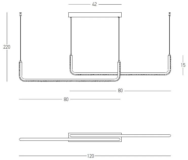 Lustra LED design liniar Eletra negru, L-120cm