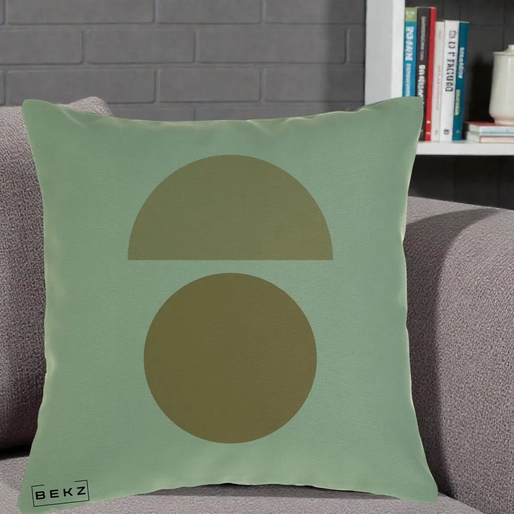 Perna Decorativa Geometric Minimalist Auriu, 40x40 cm, Verde, Husa Detasabila, Perna Inclusa, BEKZ®