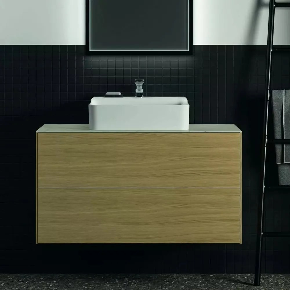 Dulap baza suspendat Ideal Standard Atelier Conca finisaj stejar deschis 2 sertare 100 cm