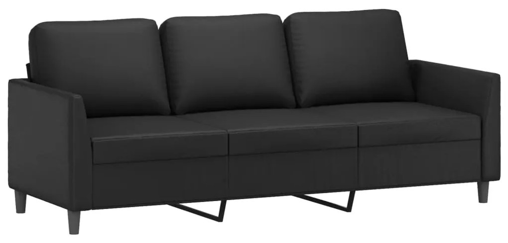 359338 vidaXL Canapea cu 3 locuri, negru, 180 cm, piele ecologică