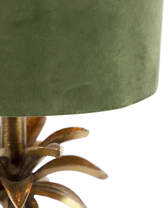 Lampă de masă Art Deco cu abajur din catifea verde 25 cm - Areka