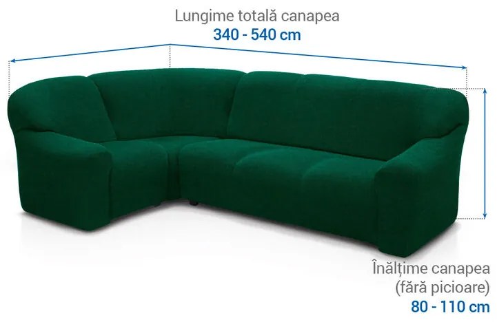 Huse super elastice HARMONIA verzi colțar (l. 340 - 540 cm)