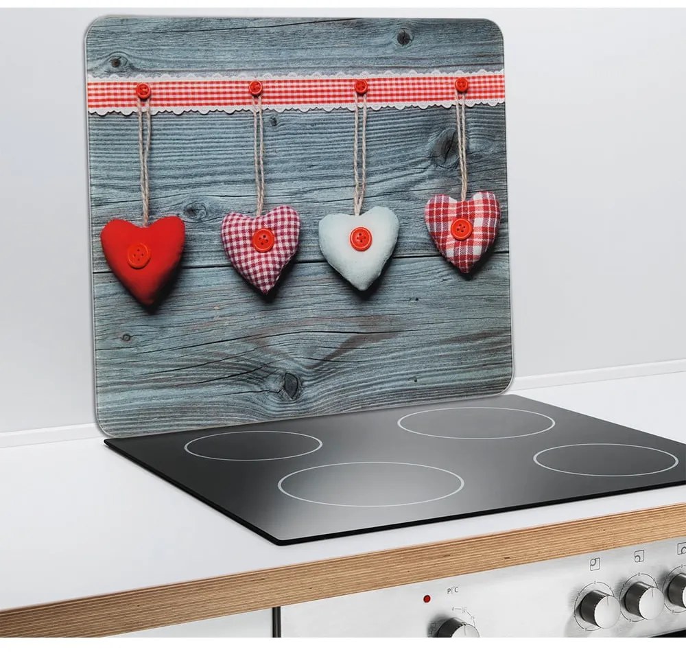 Protecție din sticlă temperată pentru peretele de lângă aragaz 50x56 cm Hearts – Wenko