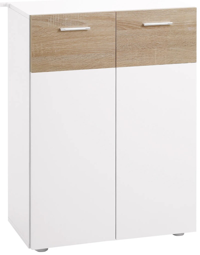 kleankin Dulap de Podea pentru Baie cu 2 Uși și Rafturi Interioare Reglabile Mobilier Auxiliar din Lemn Multifuncțional pentru Living Bucătărie Dining 60x30x85 cm Alb | Aosom Romania