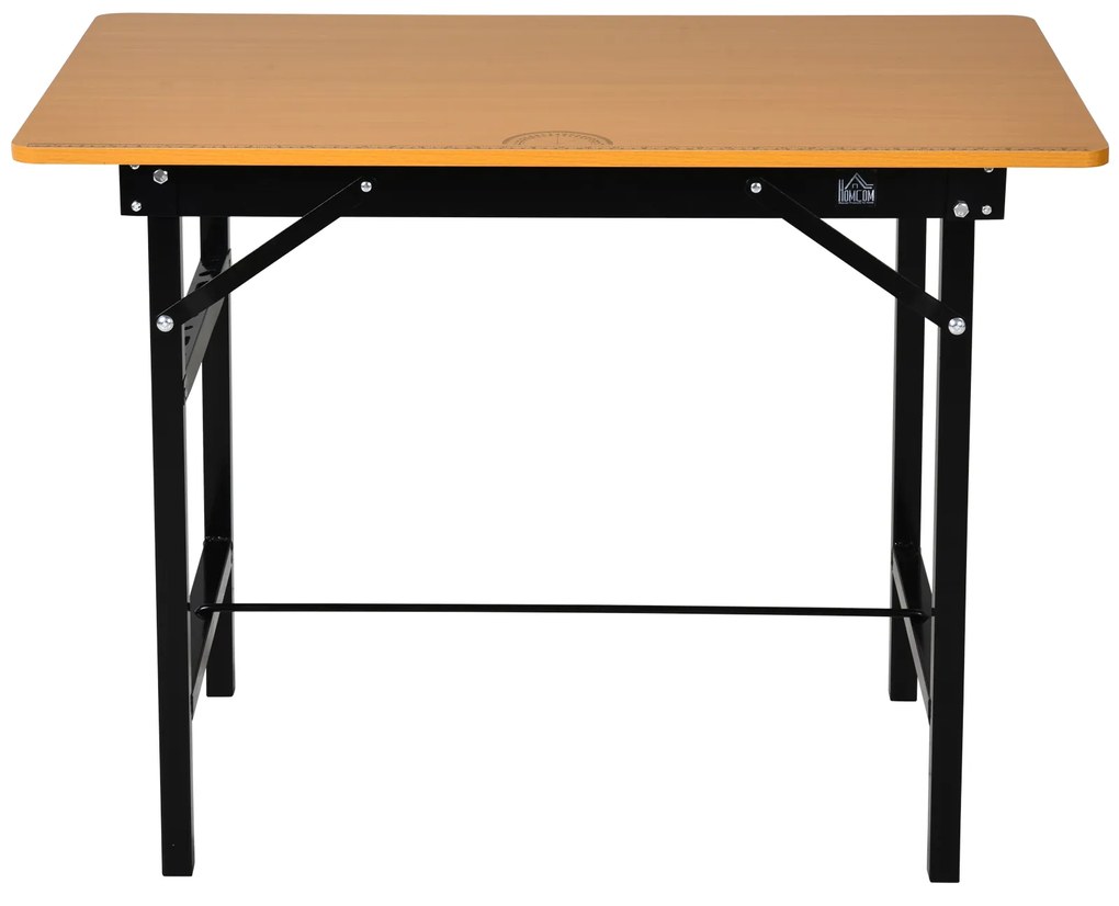 HOMCOM Masa de lucru pliabila cu rigla rapotor cadru din otel rezistent galben negru Sarcina maxima 100kg 100 x 60 x 75.5 cm