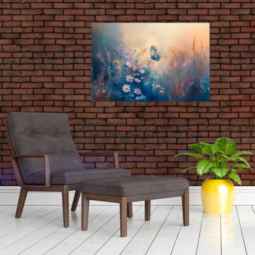 Tablou - Pajiște cu Fluture (90x60 cm)