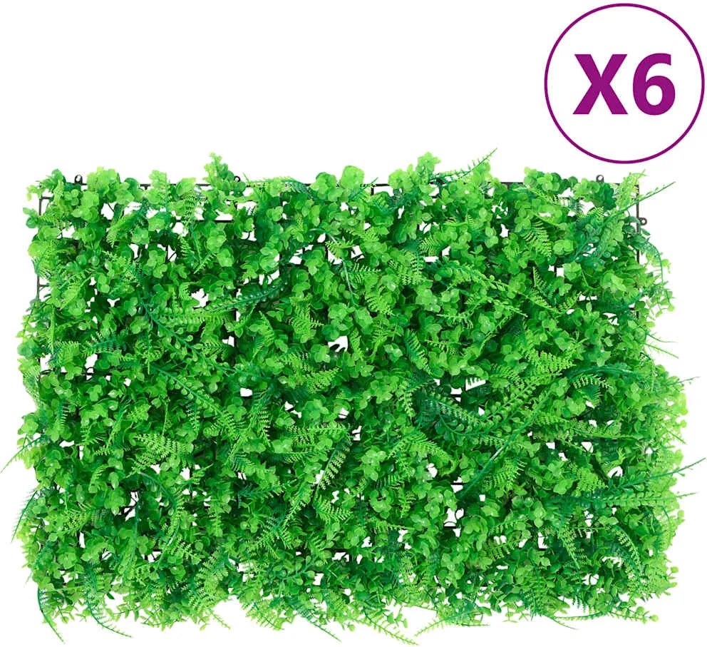 vidaXL Gard din frunze de ferigă artificiale, 6 buc., verde, 40x60 cm