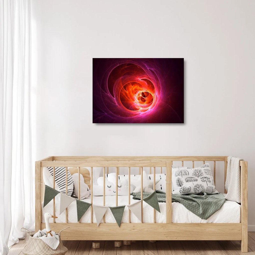Tablou pe sticlă modern cu abstracțiune roz (70x50 cm)