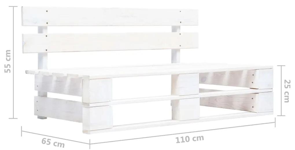 Set mobilier din paleti cu perne, 4 piese, lemn pin alb tratat Gri, colt + 2x mijloc + masa, Alb, 1