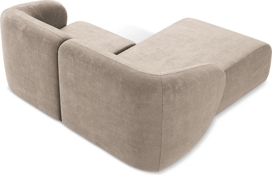 Colțar maro deschis cu tapițerie din chenille (cu colț pe partea stângă/cu șezlong) Lani – Makamii