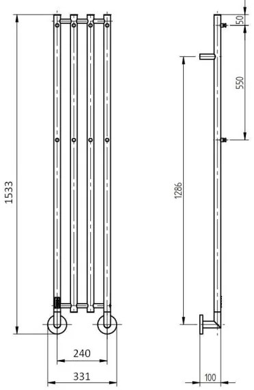 P.M.H. MO1SS-LK - Uscător electric pentru prosoape MONA, 93W/230V, 153,3 cm, IP44, inox