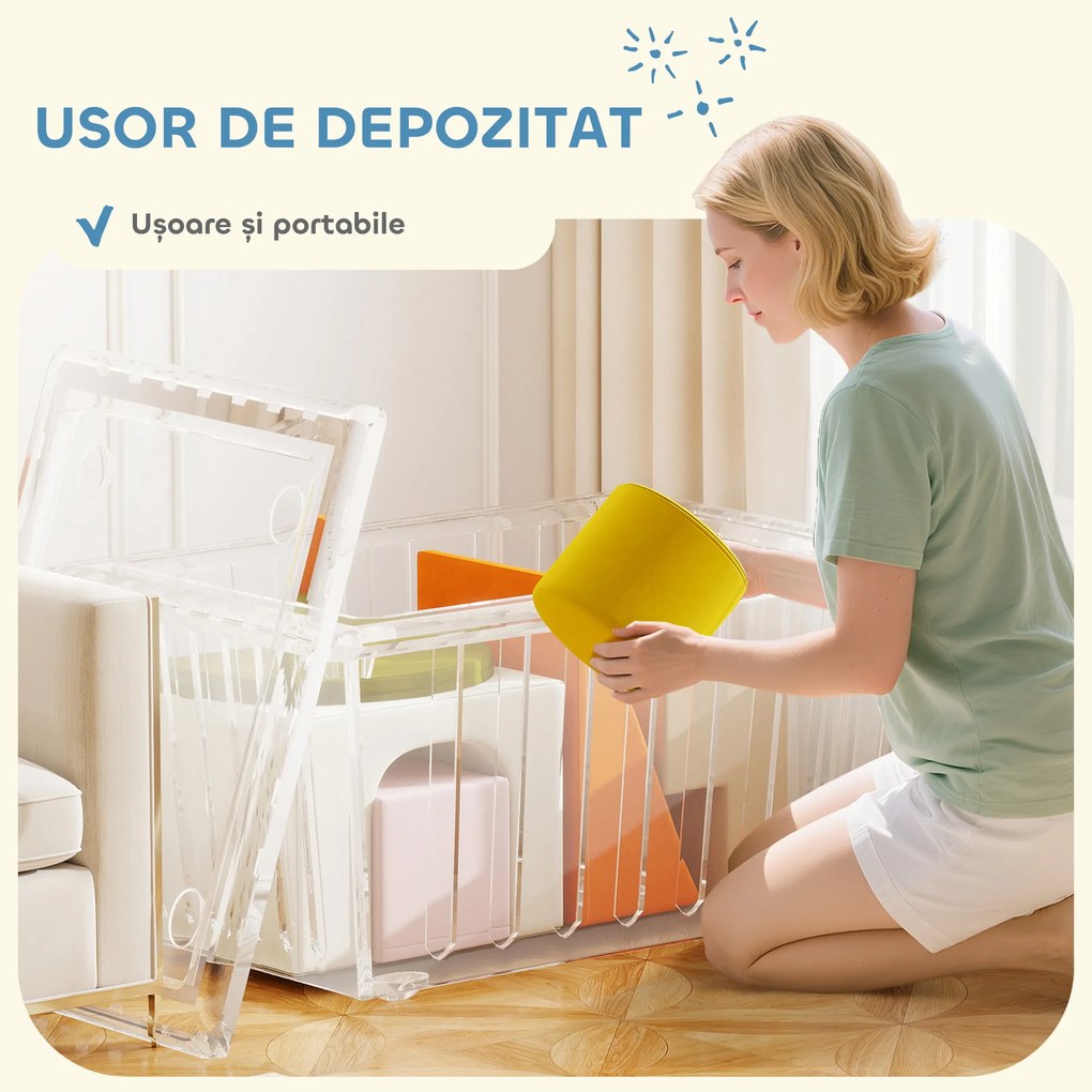 AIYAPLAY Set 8 Construcții Moi pentru Copii 0-3 Ani de Interior, din Catifea și Spumă PU Portocaliu | Aosom Romania