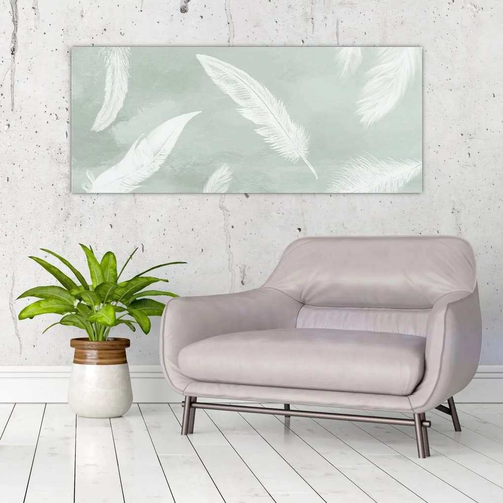 Tablou - Pene albe (120x50 cm)
