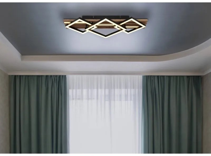 Plafoniera LED riflaj MDF cu efect de lemn OBRIEN