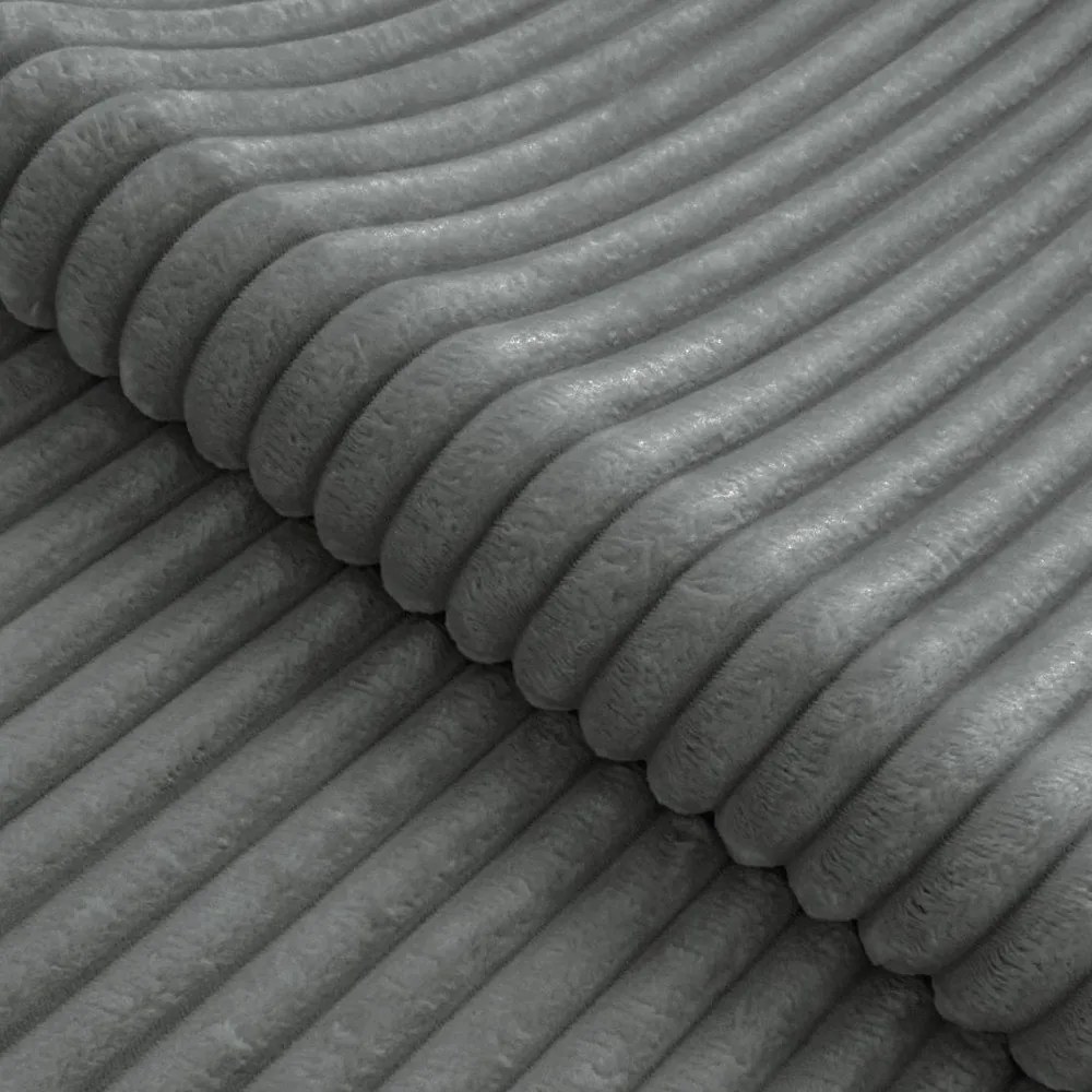 Colțar gri cu tapițerie din catifea reiată (cu colț pe partea dreaptă/în formă de ”L”) Marbeya – Ropez