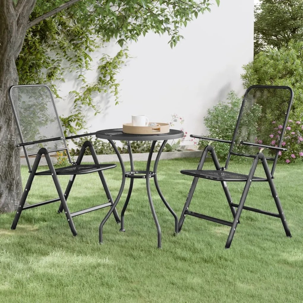 317342 vidaXL Masă de grădină antracit Ø60x72 cm plasă metalică expandată