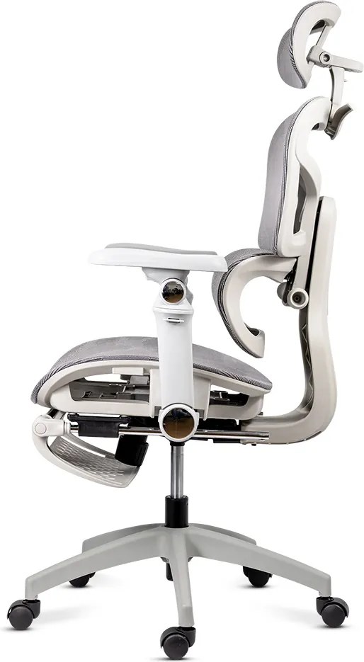 Scaun de birou ergonomic din mesh cu brațe 7D, șezut culisant și tetieră reglabilă 3D SYYT 9524 gri