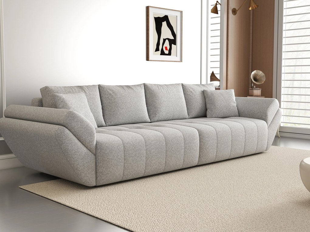 Canapea extensibilă dumonde cu ladă de depozitare si sezut confortabil din spuma high-density, Berlin Euphoria Dove 300x100 cm