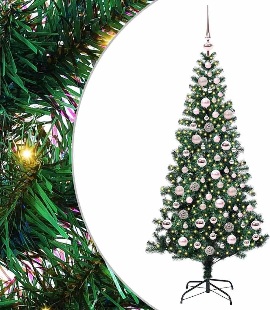 vidaXL Pom de Crăciun artificial pre-iluminat cu 300 LED Verde 180 cm